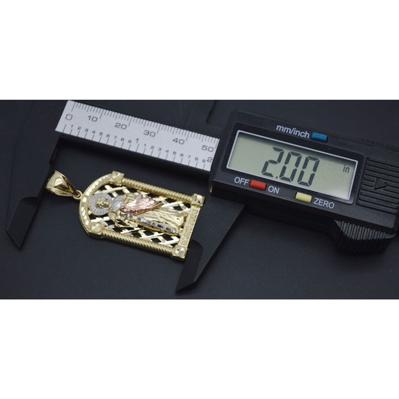 Real Solid 10K Tricolor Gold Saint Jude Medallion Diamond Cut Pendant 9.6gr - Picture 6 of 8